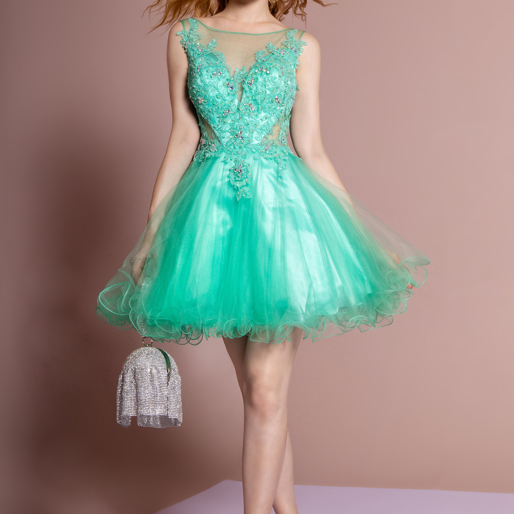 Illusion Sweetheart Party Short Dress